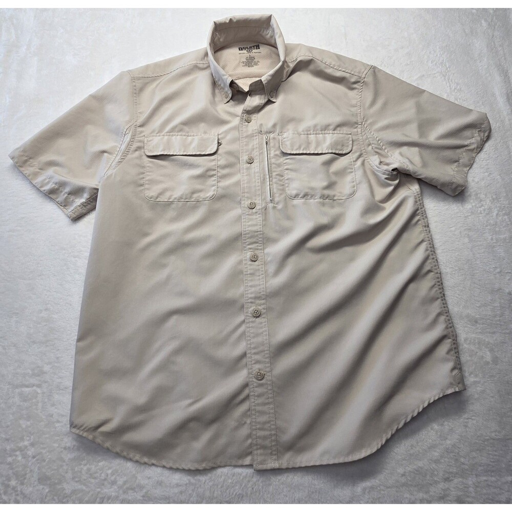 Duluth Trading Co  Shirt Mens Large Tan Ripstop Vented Fishing Hiking